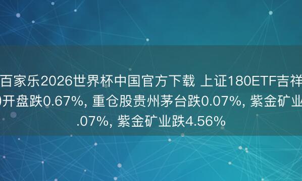 百家乐2026世界杯中国官方下载 上证180ETF吉祥(530280)开盘跌0.67%， 重仓股贵州茅台跌0.07%， 紫金矿业跌4.56%