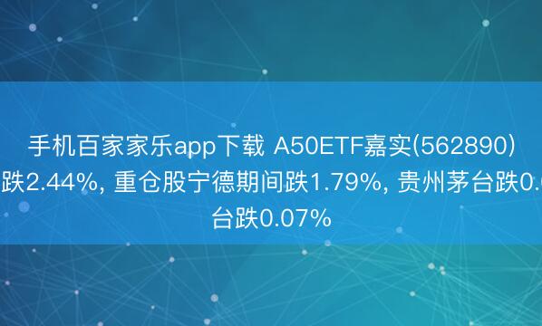 手机百家家乐app下载 A50ETF嘉实(562890)开盘跌2.44%， 重仓股宁德期间跌1.79%， 贵州茅台跌0.07%